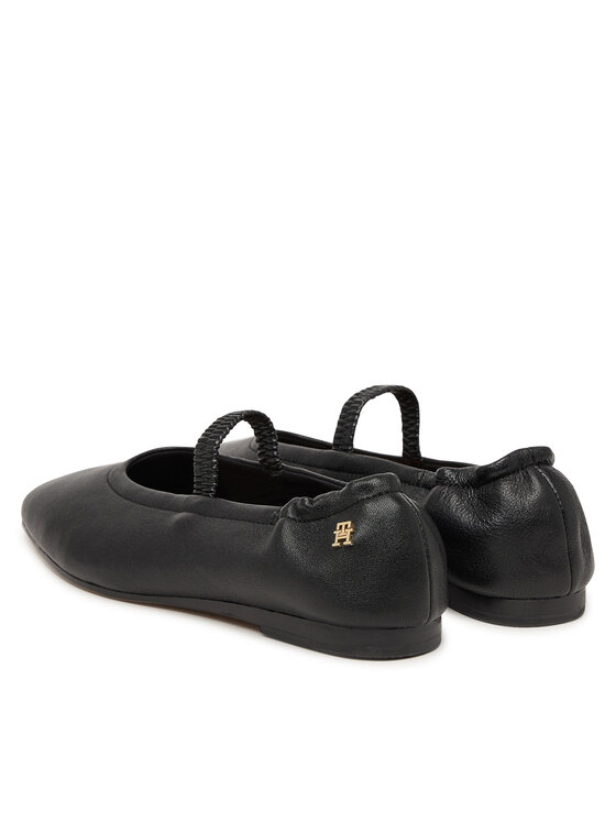 Tommy Hilfiger Tommy Hilfiger Baleriny Soft Leather Ellastic Ballerina FW0FW09245 Czarny