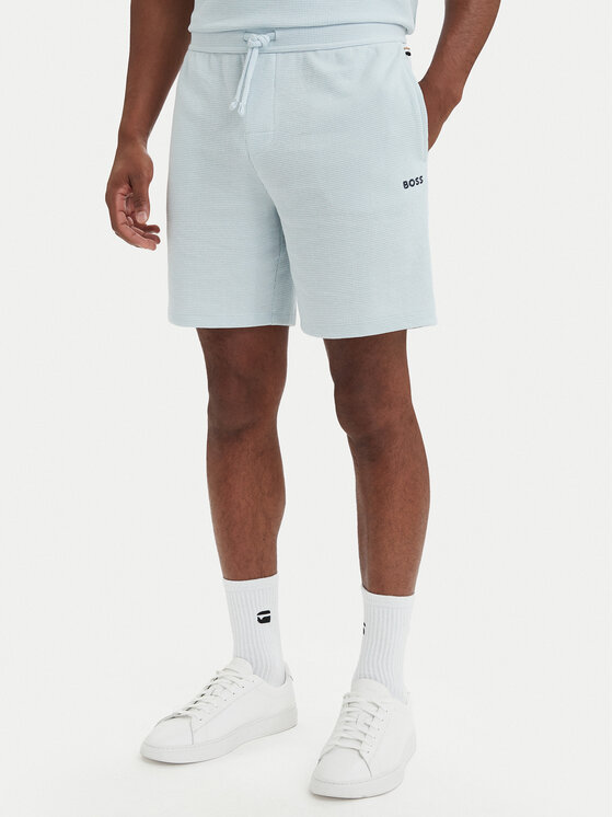 BOSS BOSS Спортивні шорти Waffle 50535884 Світло-синій Regular Fit