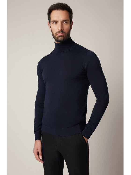 Lancerto Lancerto Sweter Sindre SW073225000058 Granatowy Regular Fit