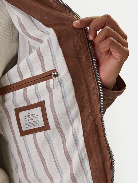 Milestone Milestone Кожено яке Oliverio 611099 60770 Кафяв Regular Fit