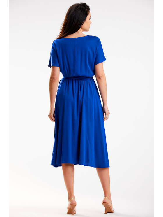 Awama Awama Sukienka letnia A576 Niebieski Basic Fit