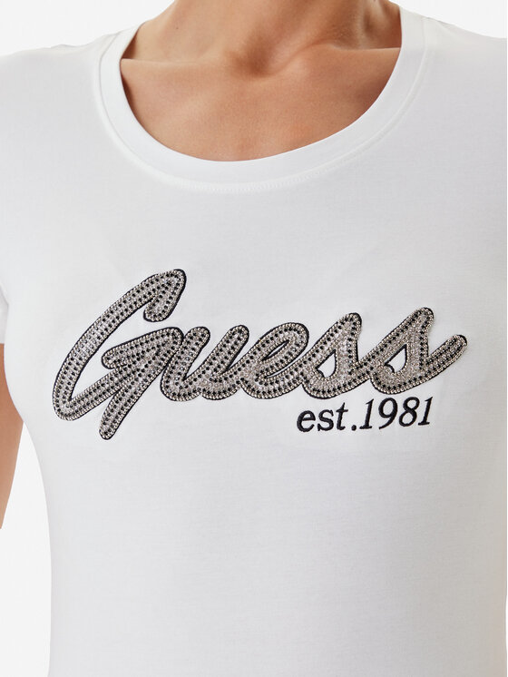 Guess Guess T-Shirt W5YI16 J1314 Biały Regular Fit