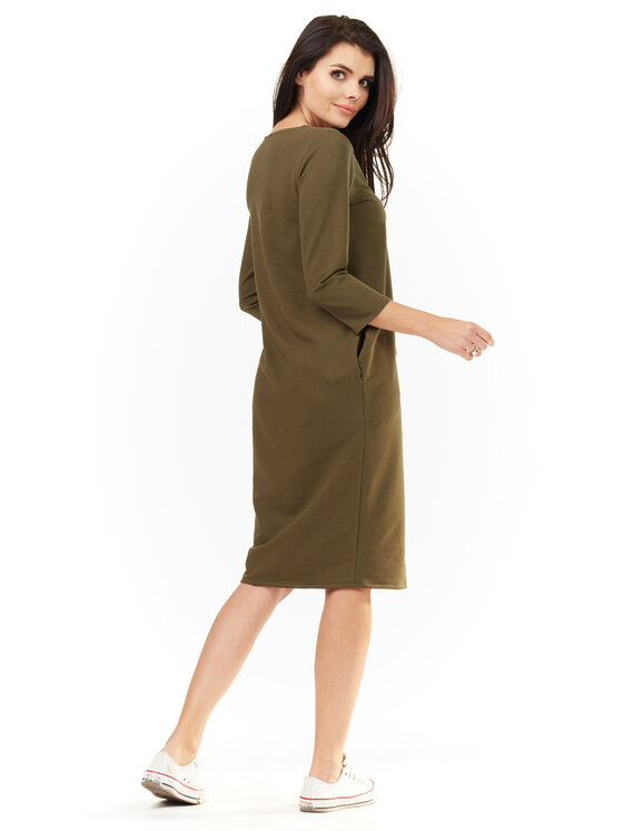 Awama Awama Sukienka dzianinowa L059 Khaki