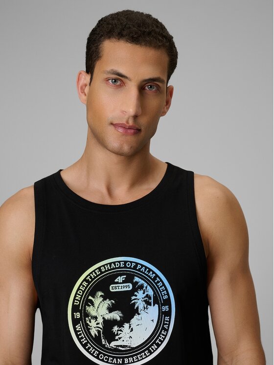 4F 4F Tank top 4FWSS26TSLEM248-20S Čierna Regular Fit