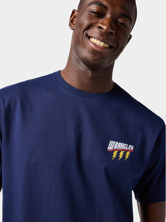 Wrangler Wrangler T-Shirt SMALL GRAPHIC TEE Niebieski Regular Fit