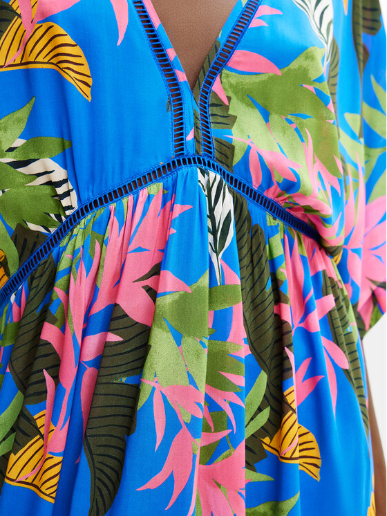 Desigual Desigual Sukienka plażowa Tropical Party 24SWMW23 Niebieski Loose Fit