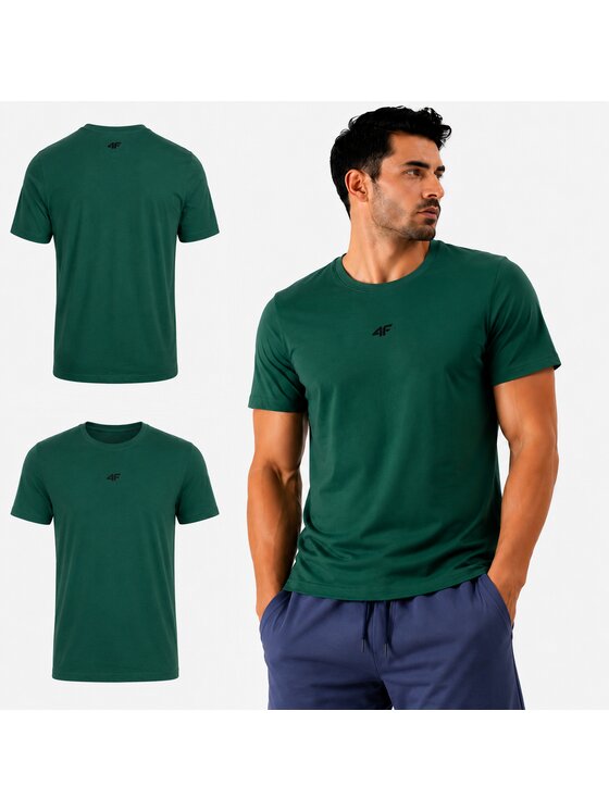 4F 4F T-Shirt 4FWSS26TTSHM3947-40S Zielony ciemny Regular Fit