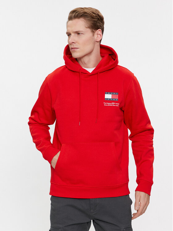 Tommy Jeans Džemperis ar kapuci Essential Flag DM0DM18418 Sarkans Regular Fit