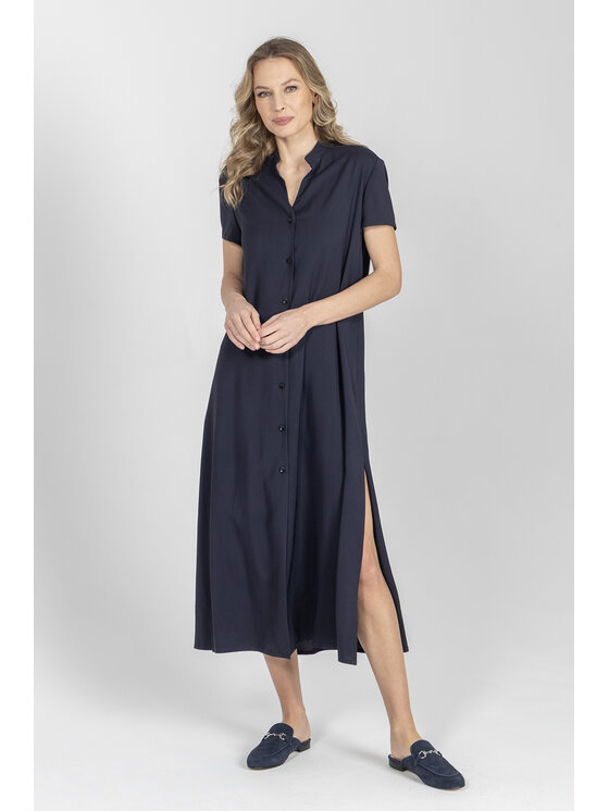 Deni Cler Milano Deni Cler Milano Sukienka koszulowa W-DC-3226-F2-A6-59-1 Granatowy Loose Fit