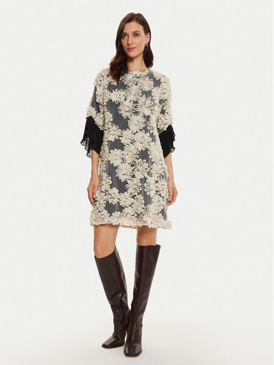 Bruuns Bazaar Bruuns Bazaar Sukienka koktajlowa Adali BBW4054 Écru Regular Fit