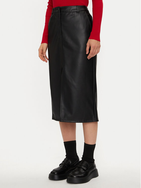 JDY JDY Suknja od imitacije kože Alexa 15330385 Crna Slim Fit