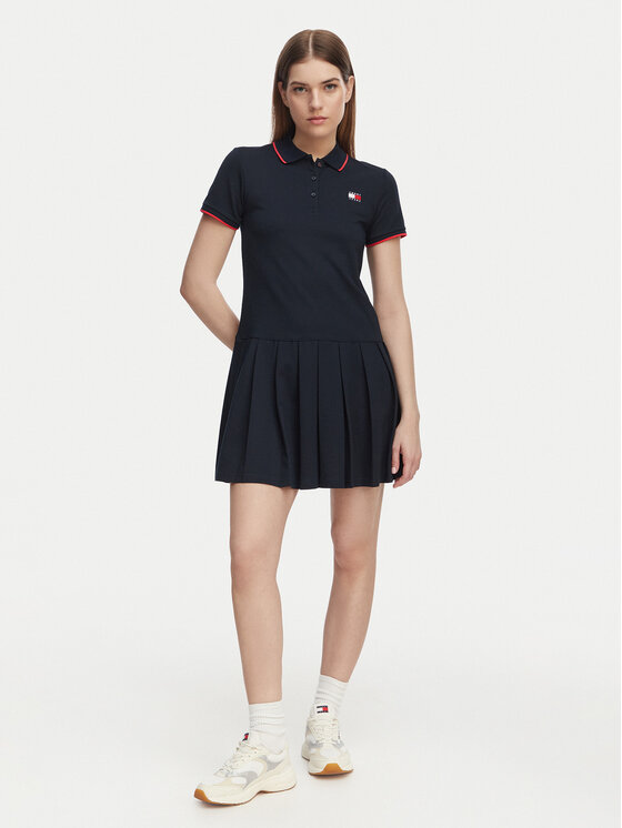 Tommy Jeans Tommy Jeans Kleid für den Alltag Tommy Badge DW0DW22328 Dunkelblau Relaxed Fit