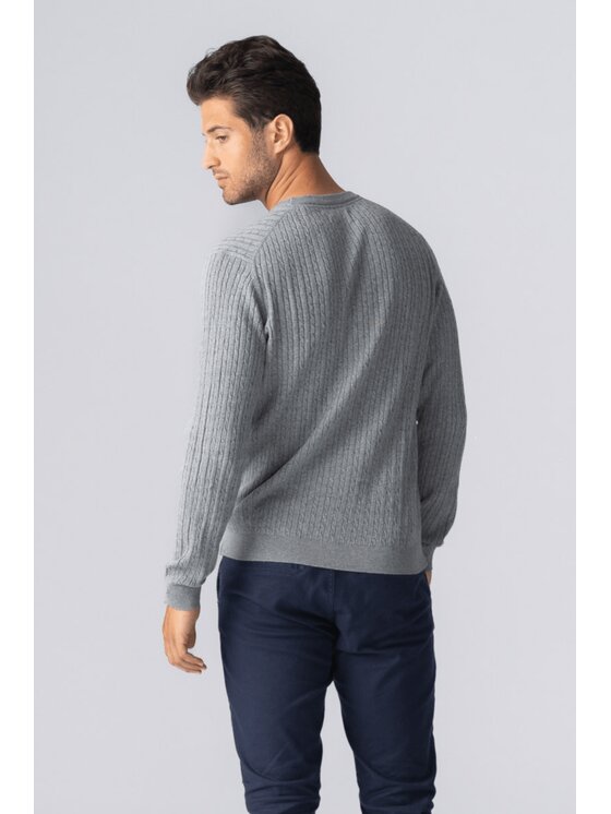TeeShoppen TeeShoppen Sweter 'Basic Collection' Szary Regular Fit