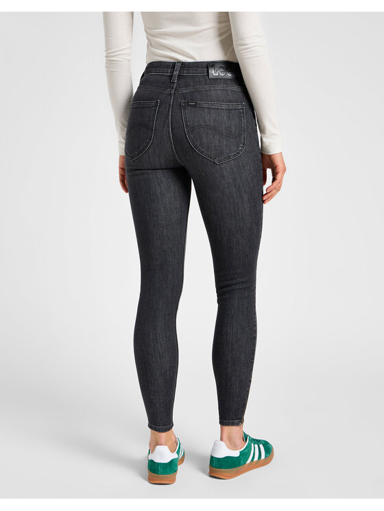 Lee Lee Jeansy SCARLETT HIGH ZIP Szary Skinny Fit