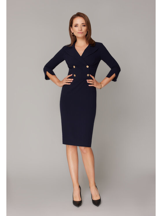 Kasia Zapała Kasia Zapała Sukienka elegancka Sukienka Marlene Granatowy Slim Fit