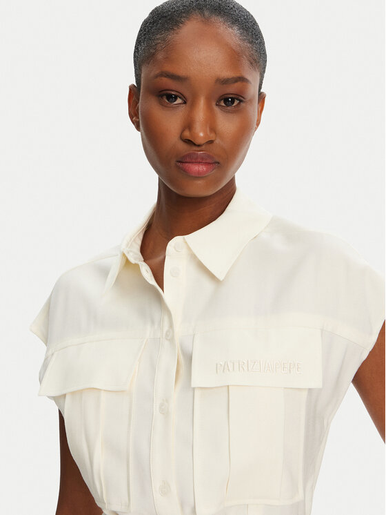 Patrizia Pepe Patrizia Pepe Vestito chemisier 2A2870/A573-W146 Écru Regular Fit