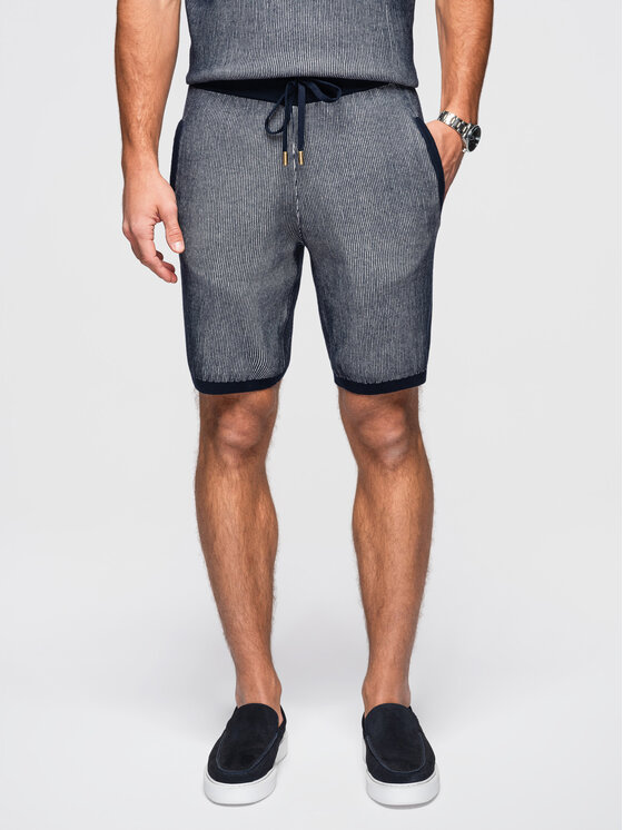 Ombre Ombre Szorty materiałowe OM-SRCS-0202 Granatowy Regular Fit