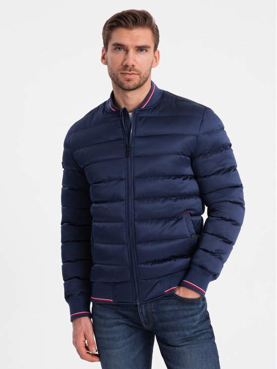 Ombre Ombre Bunda bomber OM-JALP-22FW-007 Modrá Regular Fit