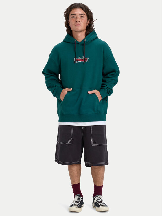 Quiksilver Quiksilver Mikina Double Up EQYFT05155 Tmavo zelená Oversize