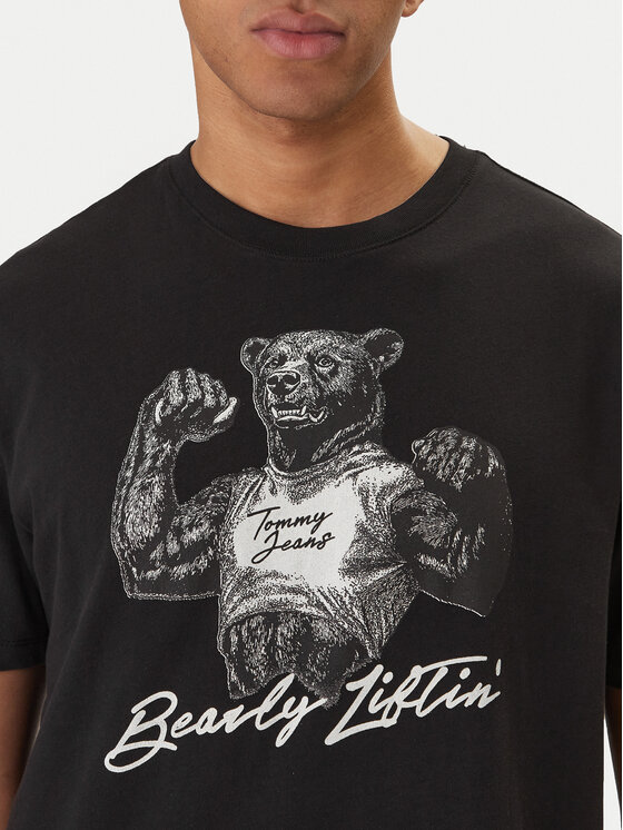 Tommy Jeans Tommy Jeans Tričko Bear DM0DM22543 Čierna Relaxed Fit