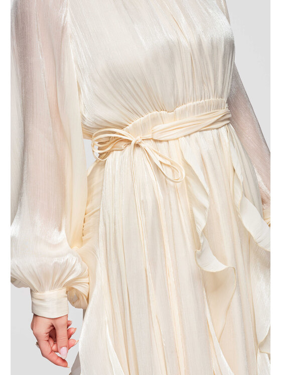 Ombre Ombre Sukienka wieczorowa LA-OM-DLR301 Kremowy Loose Fit