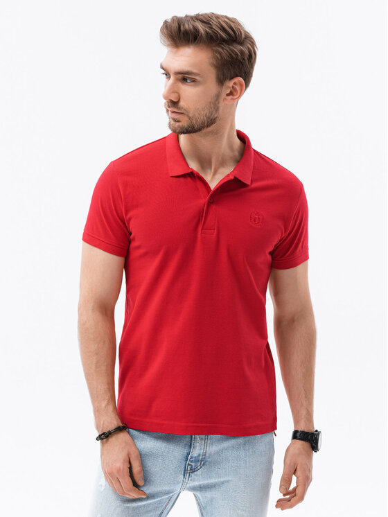 Ombre Ombre Polo S1374 Czerwony Regular Fit