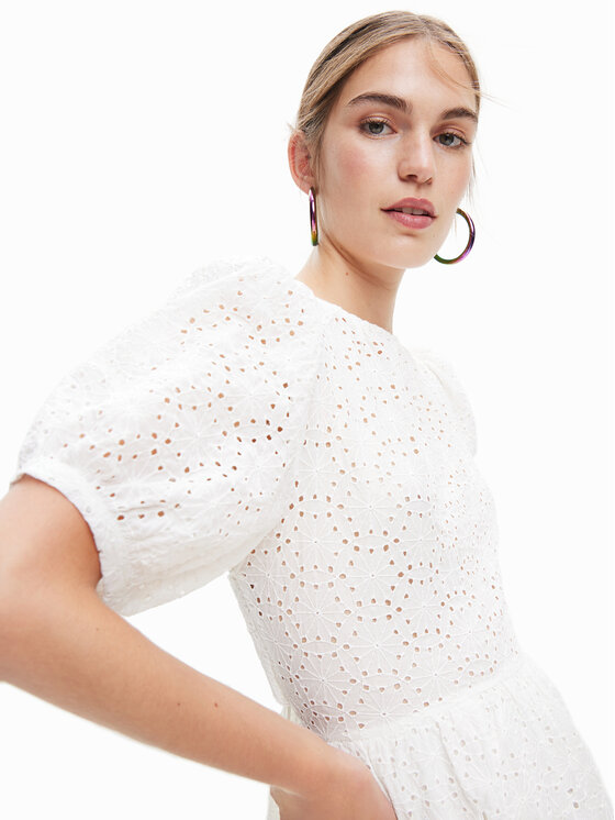 Desigual Desigual Φόρεμα καθημερινό Limon 23SWVW85 Λευκό Regular Fit