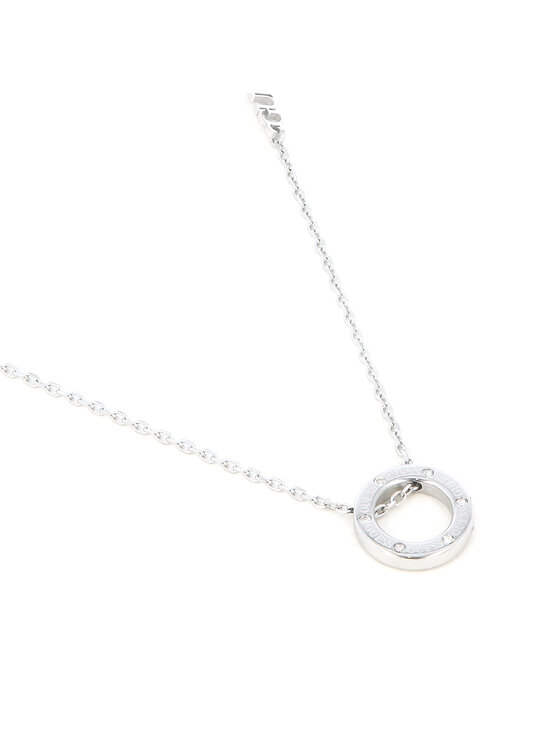 Guess Guess Collana Circle Lights JUBN03 168JW Placcatura in argento rodiato