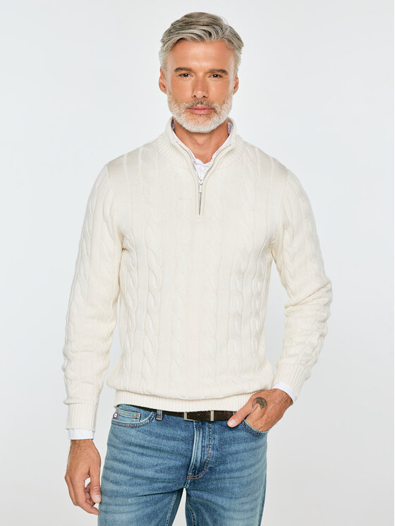 BIG STAR BIG STAR Sweter DENWER Biały Basic Fit