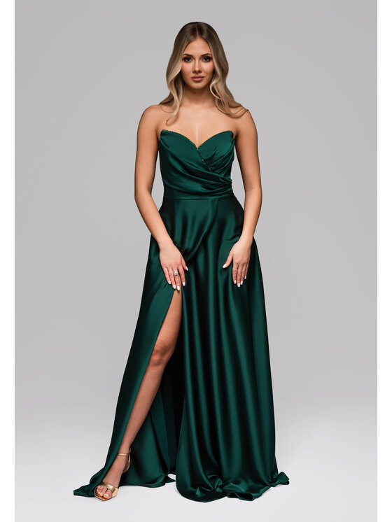 Ombre Ombre Sukienka wieczorowa LA-OM-DLR267 Zielony Regular Fit