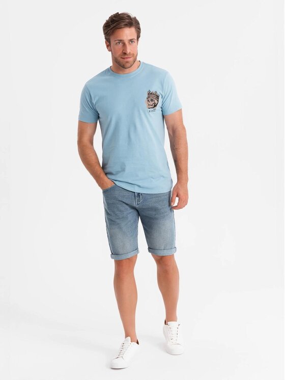 Ombre Ombre Szorty jeansowe OM-SRDS-0164 Niebieski Regular Fit