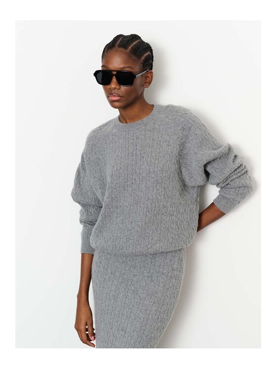 La Mania La Mania Sweter PEONY Szary Classic Fit