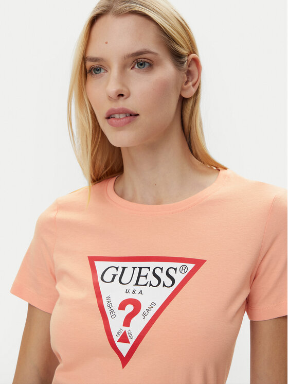 Guess Guess T-krekls W1YI1B I3Z14 Koraļļu Regular Fit