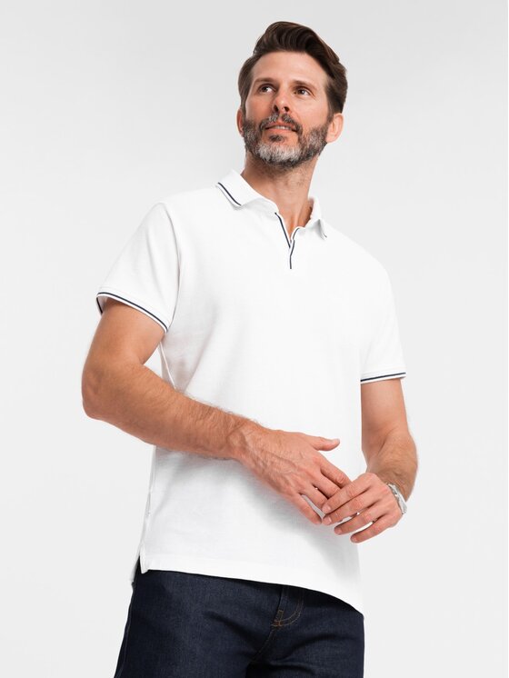 Ombre Ombre Polokošile OM-POSS-0110 Bílá Regular Fit