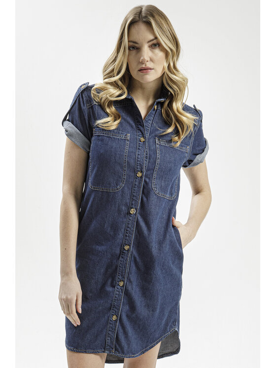 Cross Jeans Cross Jeans Sukienka jeansowa B 526-008 Niebieski Regular Fit