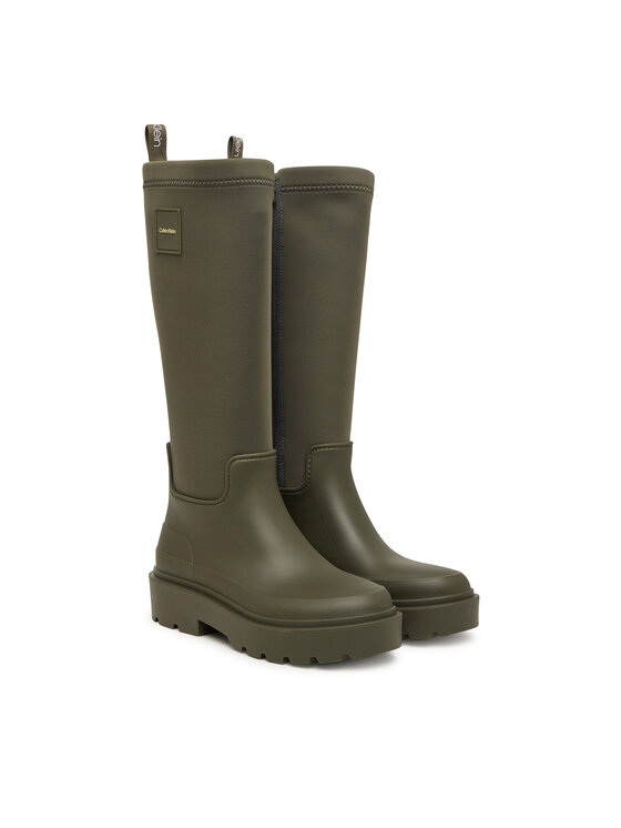 Calvin Klein Calvin Klein Gumijasti škornji Rainboot High Rubber Neo HW0HW03180 Zelena