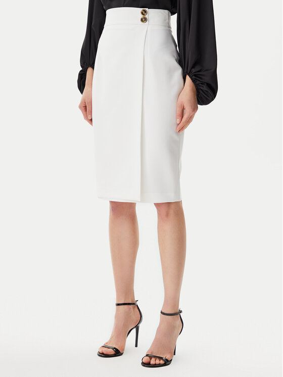 Artigli Artigli Pouzdrová sukně ACGO000902 Écru Slim Fit