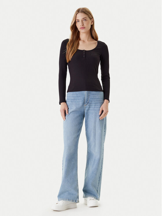 Guess Guess Bluză O5YI00 KCQ72 Negru Regular Fit