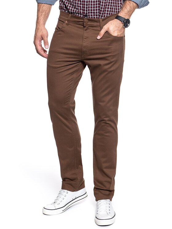 Wrangler Wrangler Pantaloni di tessuto GREENSBORO Marrone Straight Fit