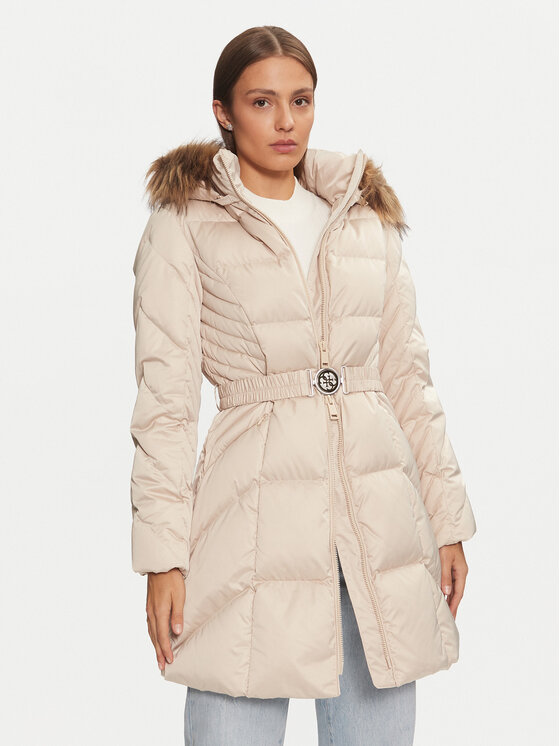 Guess Guess Пухено яке New Olga W4BL40 WEX52 Бежов Regular Fit