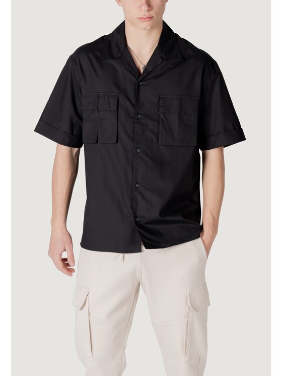 Antony Morato Antony Morato Camicia GRANADA RELAXED FIT WITH LOGOED METAL BADGE Nero Relaxed Fit