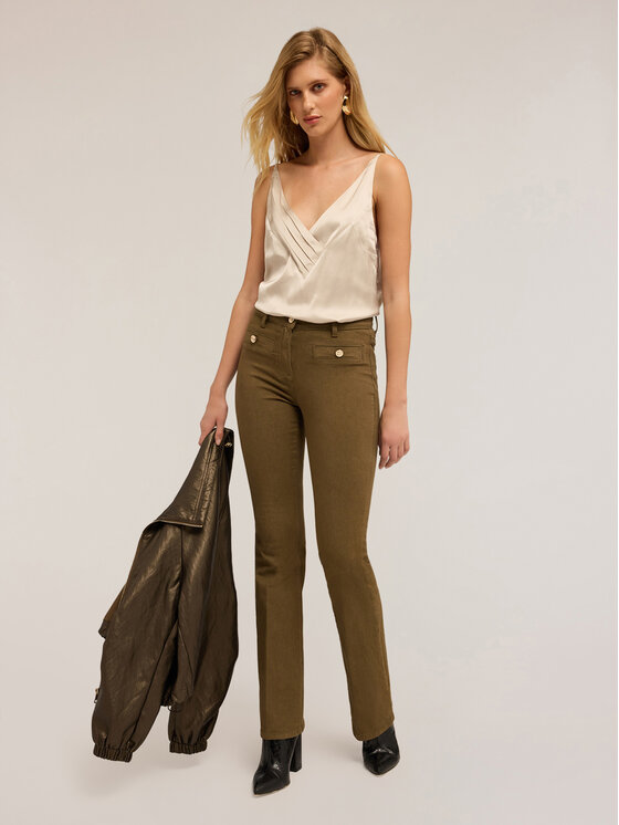 Motivi Motivi Pantaloni di tessuto P725Q004225N035 Verde Flare Fit