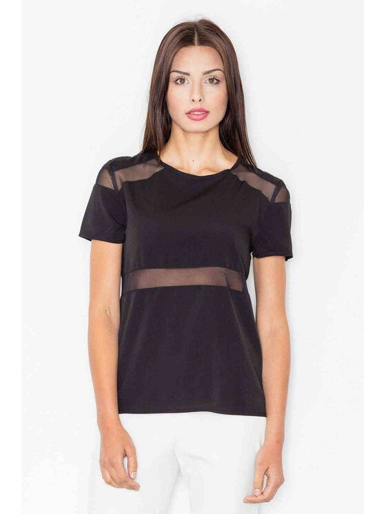 FIGL FIGL Bluzka M468 Czarny Regular Fit