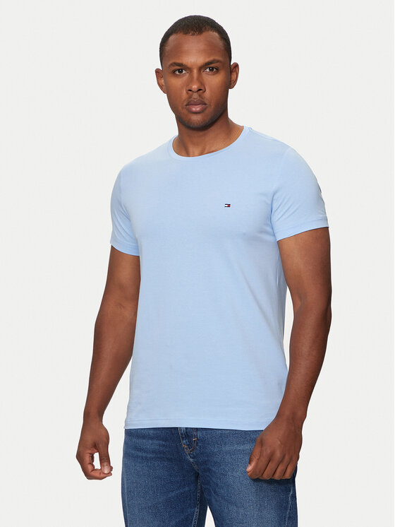 Tommy Hilfiger T-krekls MW0MW10800 Gaiši zils Slim Fit