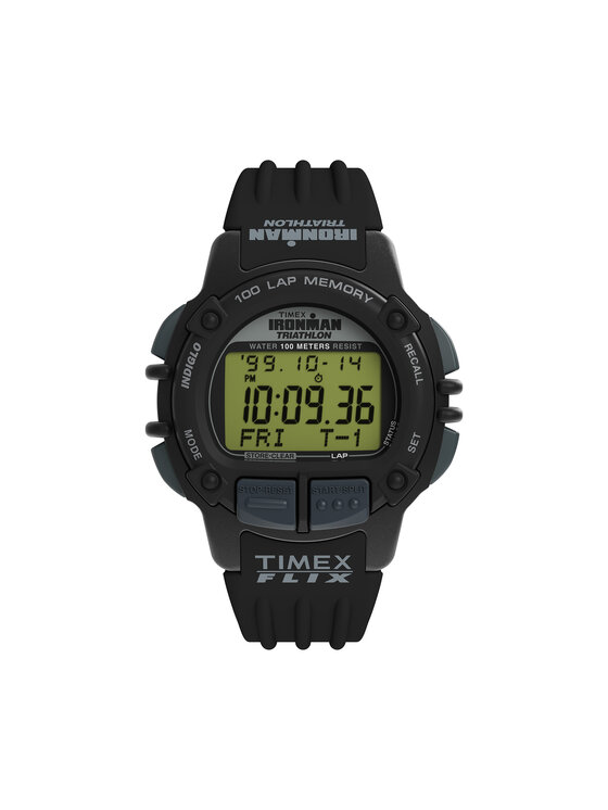 Timex Pulkstenis Ironman Flix 100 Lap TW5M63000 Melns