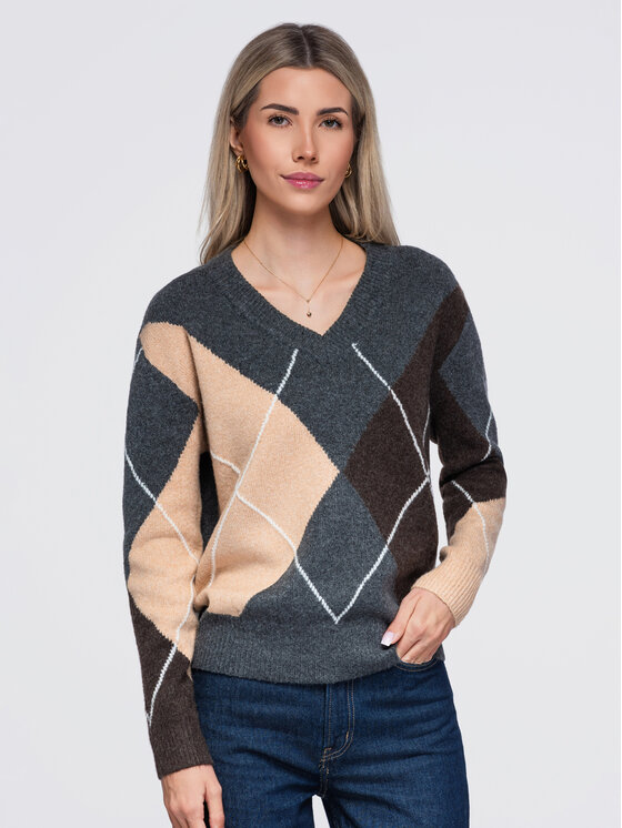 Ombre Ombre Svetr OW-SW-E0038 Šedá Regular Fit