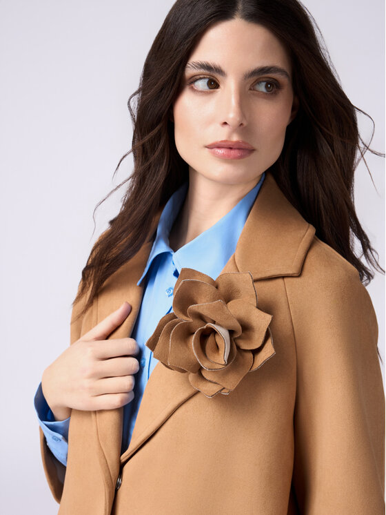 Oltre Oltre Cappotto 8151J000220N002 Écru A-Line Fit