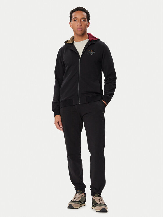 Aeronautica Militare Aeronautica Militare Džemperis ar kapuci 262FE2097UF00662 Melns Regular Fit