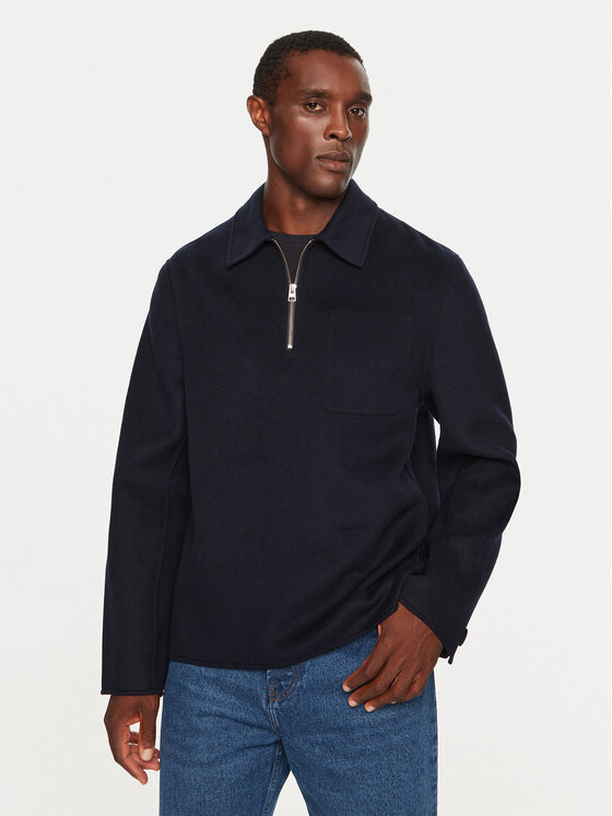 AMI Paris AMI Paris Palton de lână HJK057.WV0022 Bleumarin Regular Fit
