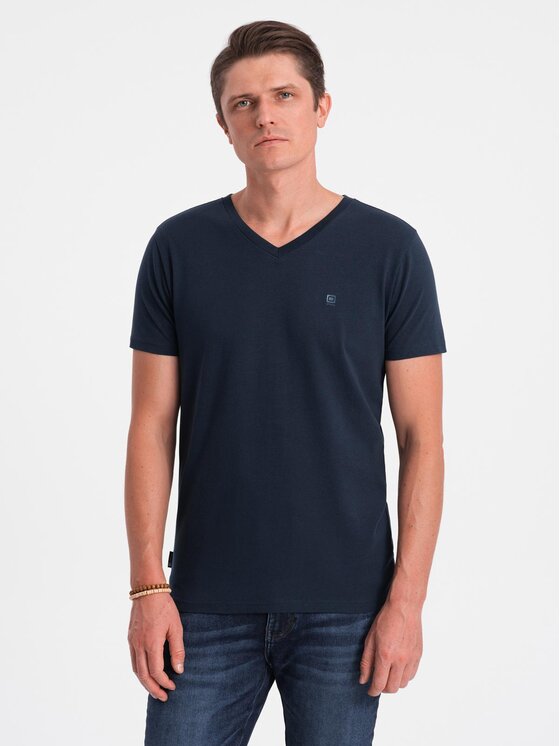 Ombre Ombre T-Shirt S2040 Granatowy Slim Fit